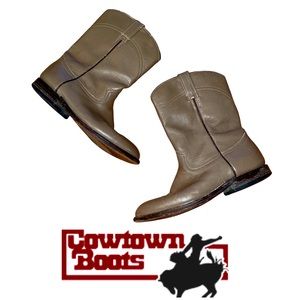 Cowtown Cowboy Boots Men’s Leather Brown Taupe Size 10 Preowned Condition